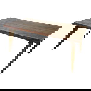 Pierre Jeanneret Dining / Conference Table, Mid-Century Modern: Title: Pierre Jeanneret Dining / Conference Table, Mid-Century Modern Description: Pierre Jeanneret Dining Table, Model PJ-TA-01-A Minimalist dining table (6' x 3') featuring a solid thick teak top wi