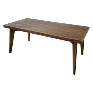 Pierre Jeanneret Dining / Conference Table, Mid-Century Modern: Title: Pierre Jeanneret Dining / Conference Table, Mid-Century ModernDescription: Pierre Jeanneret Dining Table, Model PJ-TA-01-A Minimalist dining table (6' x 3') featuring a solid thick teak top