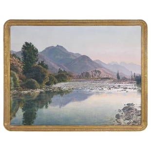 Francisco Nuñez Losada Fine Landscape Oil Painting on Canvas: Francisco Nuñez Losada Fine Landscape Oil Painting on Canvas Offered for sale is a fine oil on canvas of a mountainous landscape with a rocky creek by renowned Spanish artist Francisco