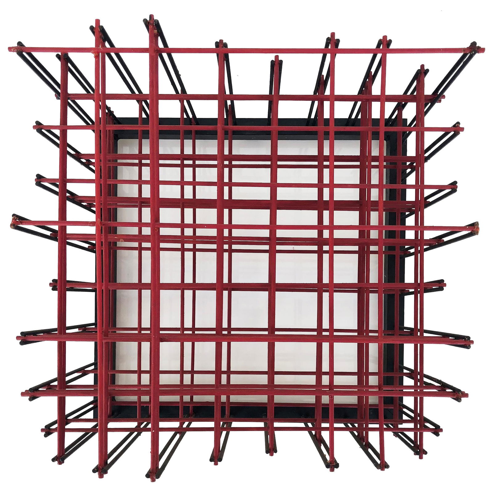 Ronald Brown Modernist 3-Dimensional Wall Sculpture, "Step Ladder Tour I": Ronald Brown Modernist 3-dimensional wall sculpture, "Step Ladder Tour I" Offered for sale is a Ronald R. Brown modernist three-dimensional wall sculpture in the form of a cage titled "Step Ladder Tou