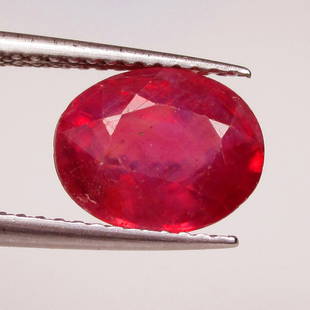 3.36 Ctw Natural Mozambique Red Ruby Oval Cut: No Reserve! Title: 3.36 Ctw Natural Mozambique Red Ruby Oval Cut Stone Clarity: SI Gemstones: Natural Ruby Carat Weights: 3.36 Size/Dimensions: 9.60 x 7.70 x 5.10 mm Additional Information: Top Class