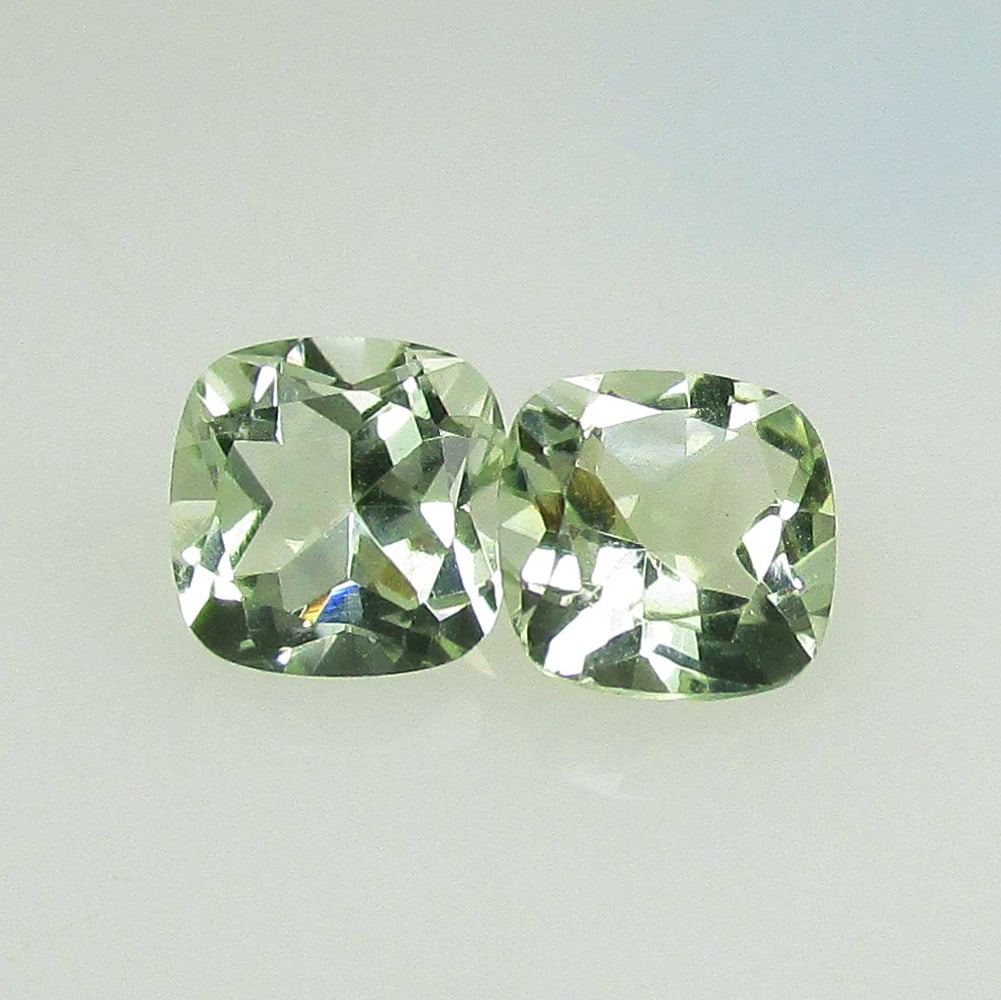 2.73 Ctw Natural Green Amethyst Cushion Pair (1 of 2)