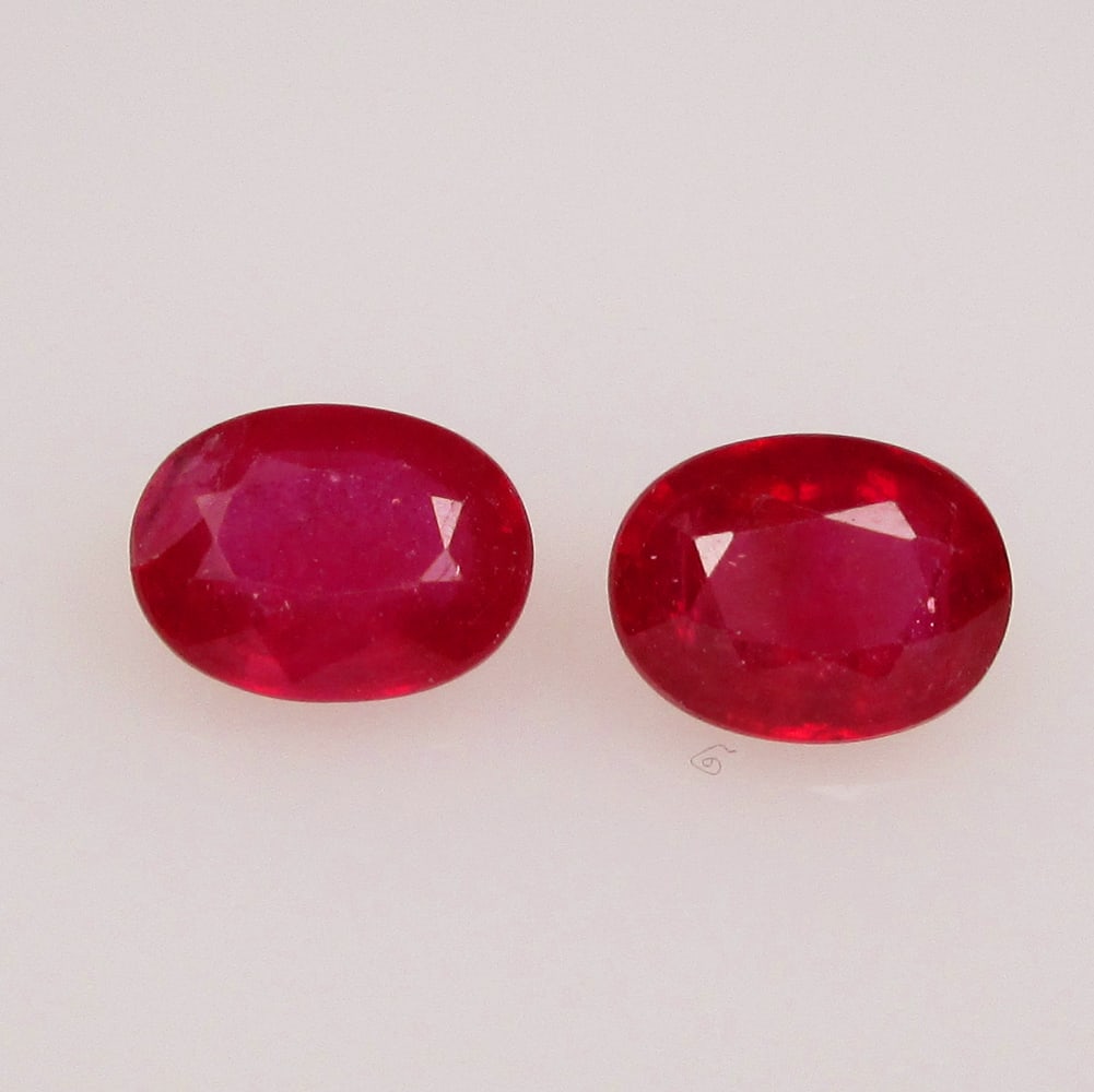3.24 Ctw Natural Mozambique Red Ruby Oval Pair (1 of 2)