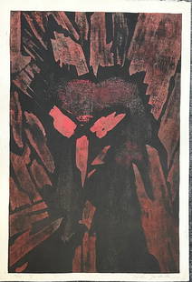 Toshi Yoshida (1911 - 1995): No. 2: ARTIST/TITLE: Toshi Yoshida (1911 - 1995): No. 2Medium: Woodblock PrintSize:The print image measures 9 3/4 X 14 3/4 inches plus margins Edition: Lifetime EditionCondition: The print is in excellent,