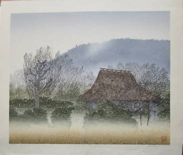 Shufu Miyamoto: Early Spring: Artist: Shufu MIYAMOTO Subject: Early Spring Publisher: Self, limited edition 103/150 Signature: S. Miyamoto with artist's seal Date: 1985 Format: 19.5 x 23.5 inches Condition: Fine impression, color