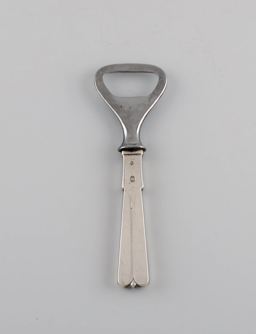 Hans Hansen silverware no. 7. Art deco bottle opener in silver (830) and stainless steel. Dated (1 of 4)