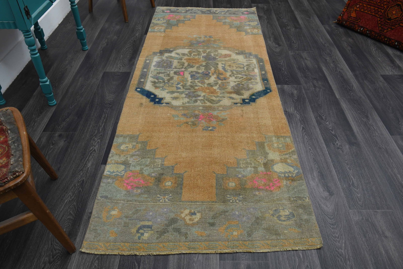 1970s Turkish Oushak Handmade Wool Orange Rug (1 of 9)