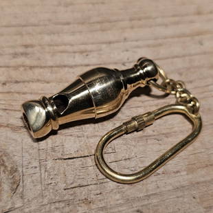 Victorian Pear Shaped Brass Whistle: 2" Long whistle Wonderful heavy brass whistle. Such a great little piece. Highly detailed ! Be sure to see the images.. Nice quality!,....great for any early home decor Reserve: $13.00 