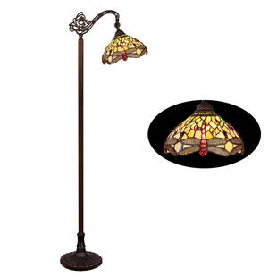 63.2" Stained Glass Dragonfly Reading Floor Lamp: 63.2" Tall 11" Wide shade LED bulbs will give more output and not exceed 60w (1) 60 Watt max E26 Type A Introducing our hand-crafted reading floor lamp, designed to emulate the charm of an antique.