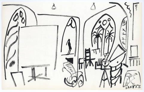 Pablo Picasso lithograph | Carnet Californie: Medium: lithograph (after the the sketch). Executed as a sketchbook drawing during the middle 1950's and subsequently made available by Picasso for publication as a lithograph. This impression was