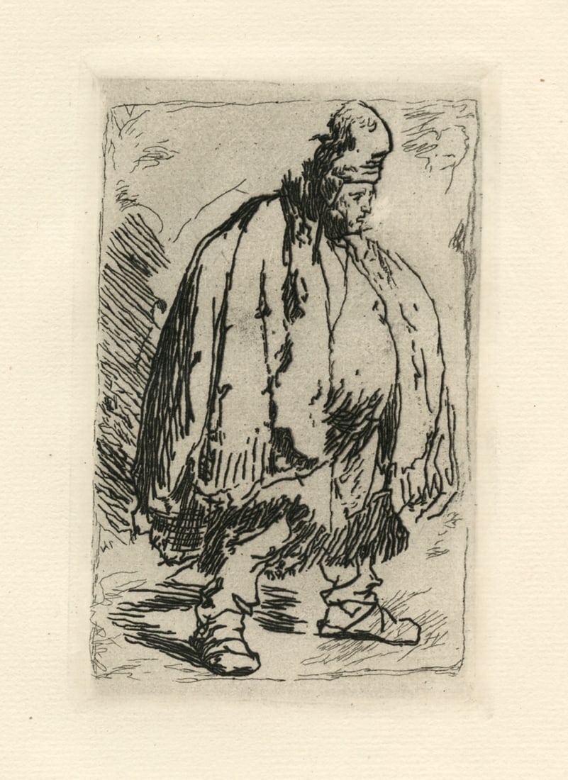 Rembrandt van Rijn (after) "A Stout Man in a large Cloak" etching (1 of 1)