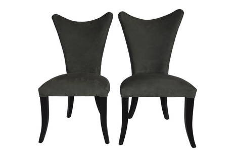 Modern Black Upholstered Dining Chairs - Pair: A really comfortable pair of modern style chairs. Seat height: 19 1/2"DIMENSIONS: 21ʺW × 20ʺD × 42.25ʺHSTYLES: ContemporaryMinimalismModernSEAT HEIGHT: 19.0 inNUMBER OF