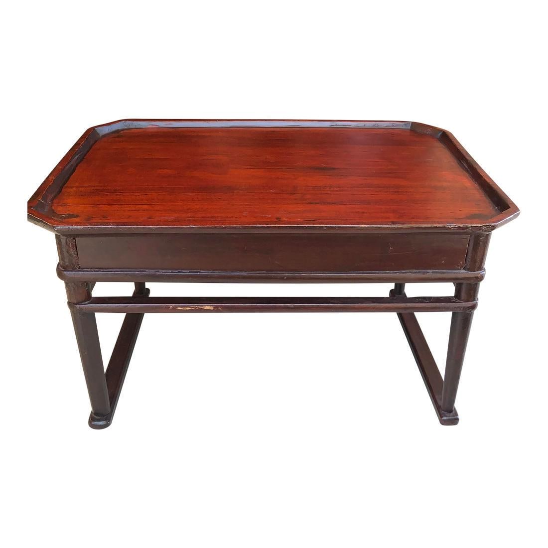 19th Century Chinese Red Lacquered Painted Table (1 of 7)