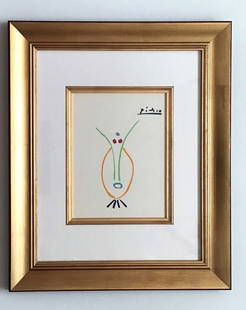 Picasso framed lithograph 103 Between anger & death: This Artwork is newly framed with quality mat, material and wood moulding finishing size 18 x 15 inch Title: Between anger & death Artist: Pablo Picasso Country: Spain Medium: Lithograph - 103 Marks: