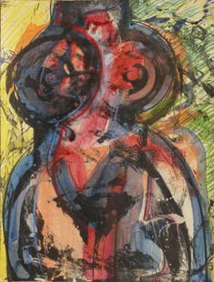 Luis Miguel Valdes, Cuban, drawing, mixed media, lithograph, 1986: Artist: Luis Miguel Valdes (Cuba, 1949) Title: Homenaje a Servando XXV Date: 1986 Medium: drawing, mixed media, lithograph Dimensions: 18.6 x 14.1 in. (47 x 35.6 cm.) Reserve: $270.00 Shipping: Domest