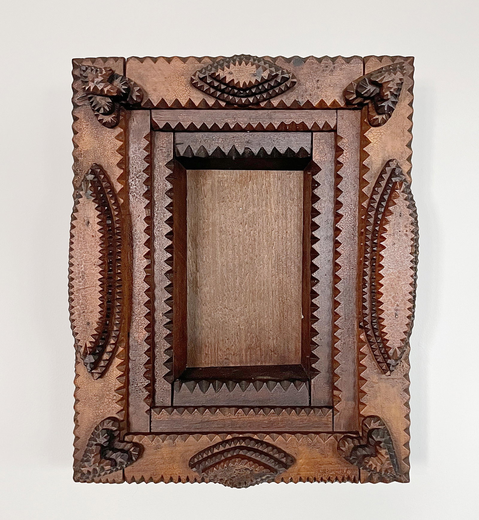 Deeply Layered Tramp Art Frame - Heart Corners (1 of 3)