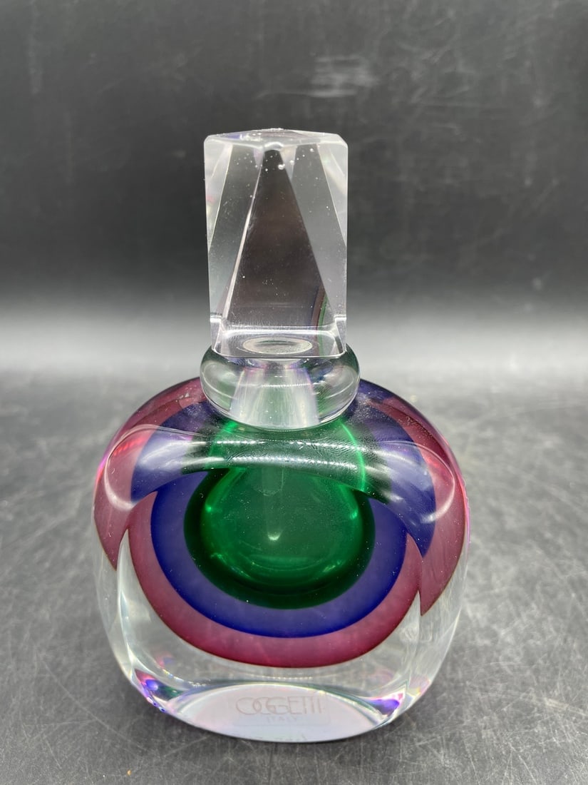 RARE SIGNED MURANO GLASS PERFUME BOTTLE - SIGNED BY LUIGI ONESTO ARTIST (1 of 8)