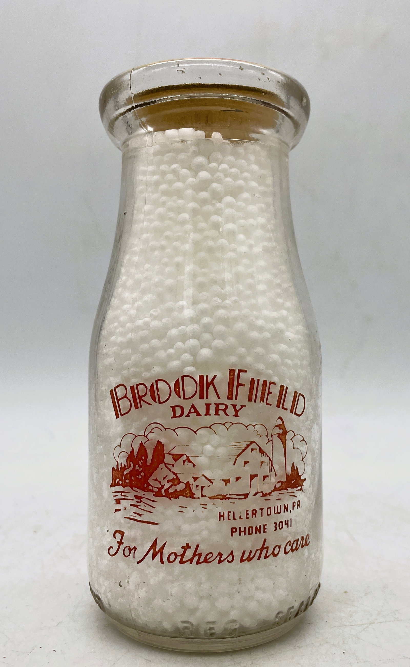 BROOK FIELD DAIRY HELLERTOWN, PA PENN HALF PINT PYROGLAZED MILK BOTTLE (1 of 8)