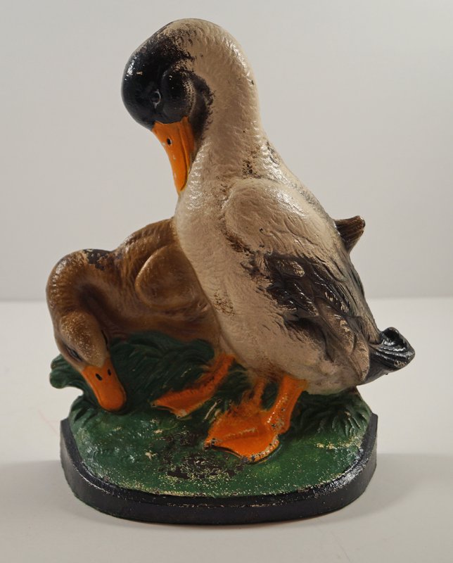 Antique Two Ducks Bird Cast Iron Hubley Doorstop (1 of 7)