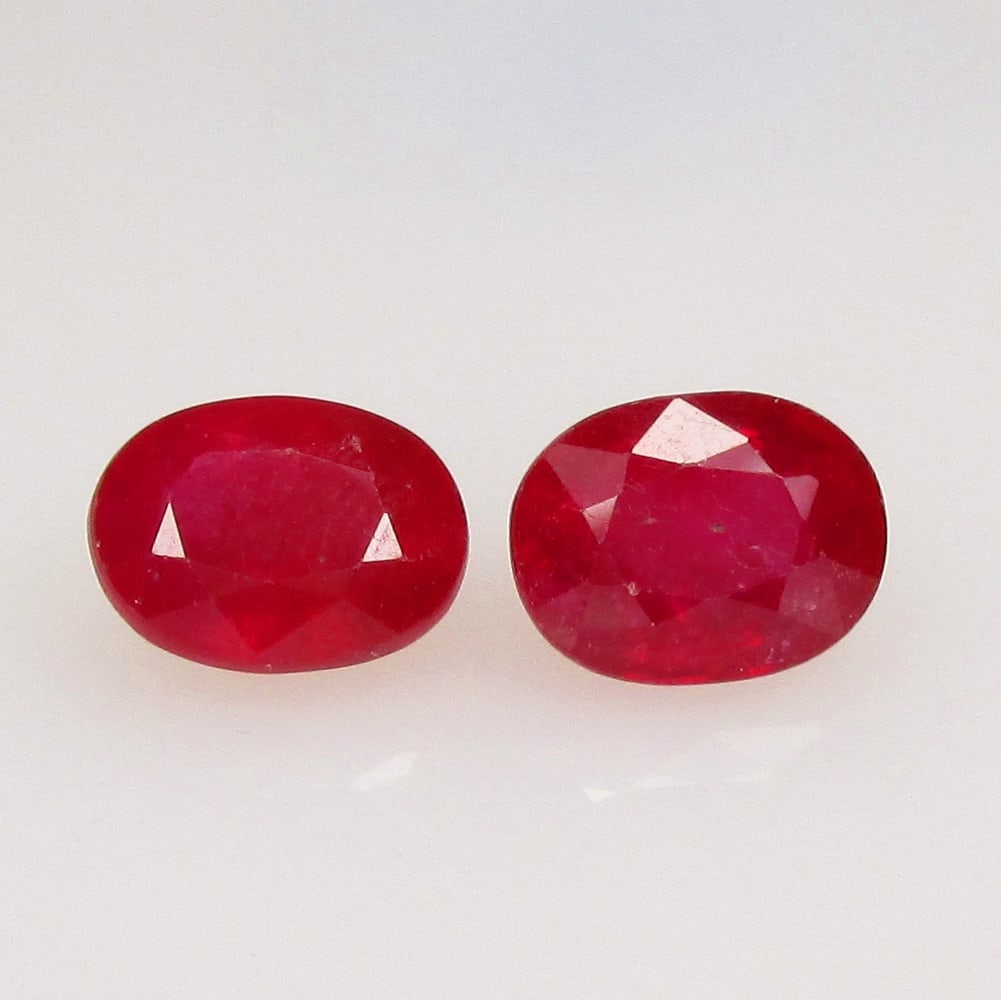 3.94 Ctw Natural Mozambique Red Ruby Oval Pair (1 of 2)