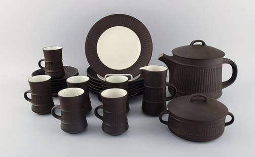 Jens H. Quistgaard (1919-2008), Denmark. Flamestone tea service in stoneware for six people. 1960 /: Title: Jens H. Quistgaard (1919-2008), Denmark. Flamestone tea service in stoneware for six people. 1960 / 70s.Description: Jens H. Quistgaard (1919-2008), Denmark. Flamestone tea service in