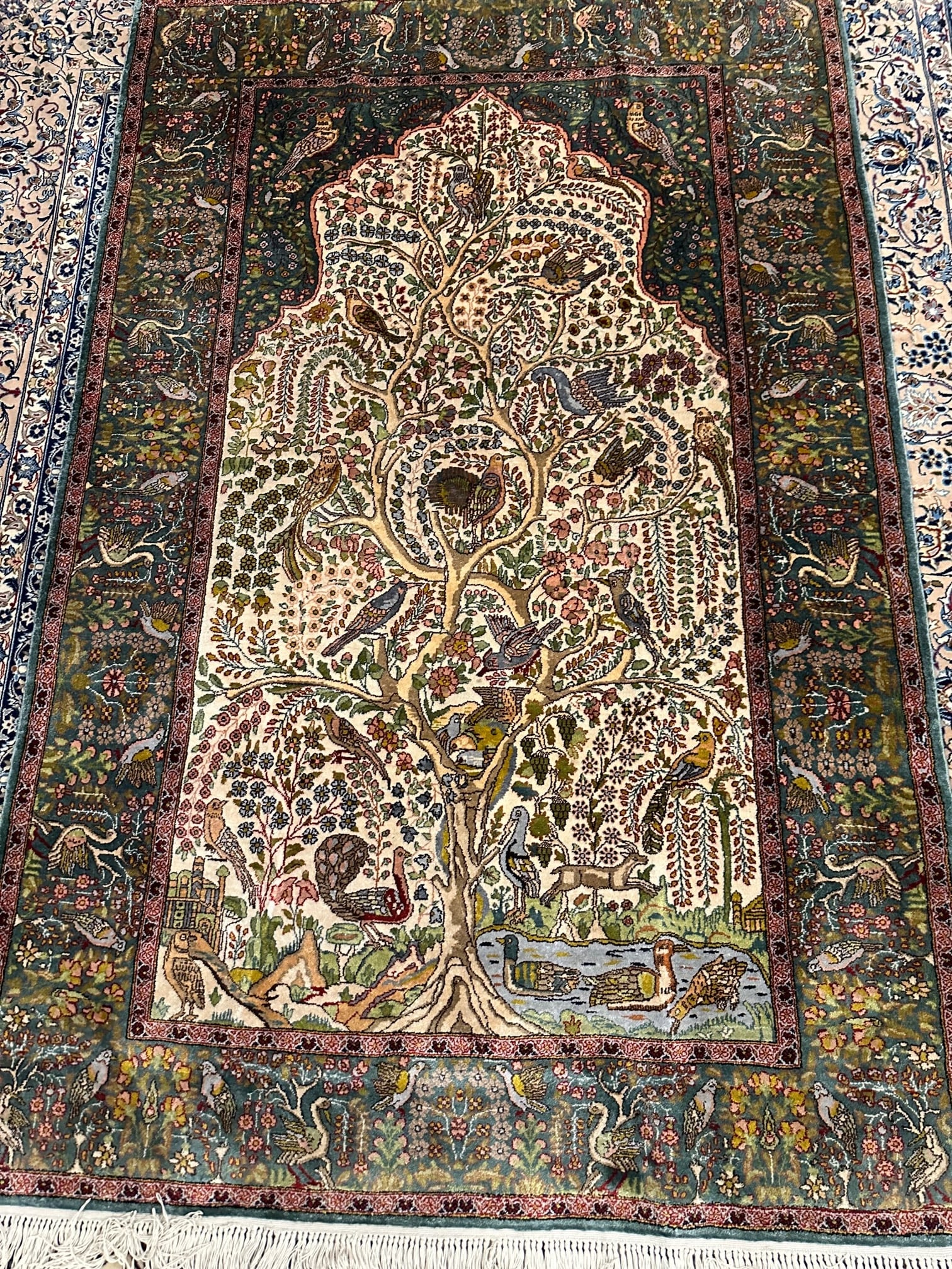 Hand Knotted Hereke Silk Rug 4.3x5.4 ft (1 of 8)