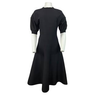 Christian Dior Black Wool Midi Dress, Size 6: Title: Christian Dior Black Wool Midi Dress, Size 6Description: Product details: The dress features crew neck line, short balloon sleeves, midi length flare skirt, rear zip closure and knit