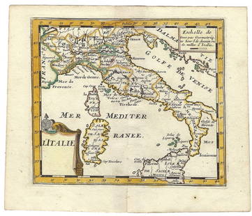 1692 Peeters Map of Italy - L'Italie: Title: 1692 Peeters Map of Italy - L'Italie Cartographer: J Peeters Year / Place: 1692, Antwerp Map Dimension (in.): 5.2 X 6 in. This is an attractive map of Italy with Corsica and Sardinia. It shows