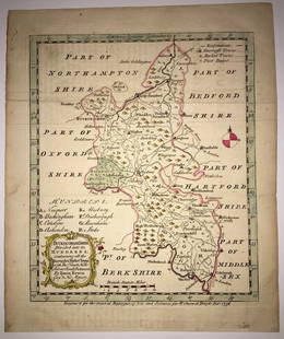 Buckingham Shire: Publication Date: 1758Title: Buckingham ShireCartographer: BOWEN, EMANUELPublisher: 8Width: 6.75 "divided into its hundreds; containing all the burough & market towns with the forests hills rivers