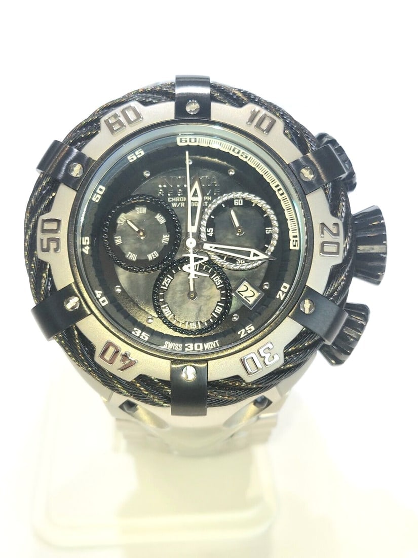 Designer Invicta 21358 Chronograph Reserve Collection Men's Watch: Designer Invicta 21358 Chronograph Reserve Collection Men's Watch *Very Good Condition. * New Battery * Crystal is Clean. * Dark Green Round dial 52mm Diameter Case. * Stainless Steel Two Tones Bracel
