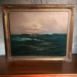 FINE Exquisite - Harold Newton (American/Florida, 1934-1994) Oil Canvas painting: Harold Newton (American/Florida, 1934-1994), Oil Canvas Painting : Amazing "Waves ocean Seascape" * Measures: 24 x 32 inches / 32 x 40 Framed Shipping to WORLDWIDE by DHL "Insurance Included" * Delive