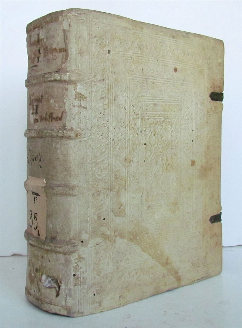 1607 SERMONS by Spanish Dominican Juan Lopez antique BLIND TOOLED PIGSKIN Vol. 2: Epitome Sanctorum Patrum, Per Locos Communes, Qui Ad Virtutum, Et Vitiorum Tractationem, & ad Fidei nostrae mysteriorum expositionem pertinent, Ad Sacras Conciones [...]. VOLUME II Cologne, Hieratus ;