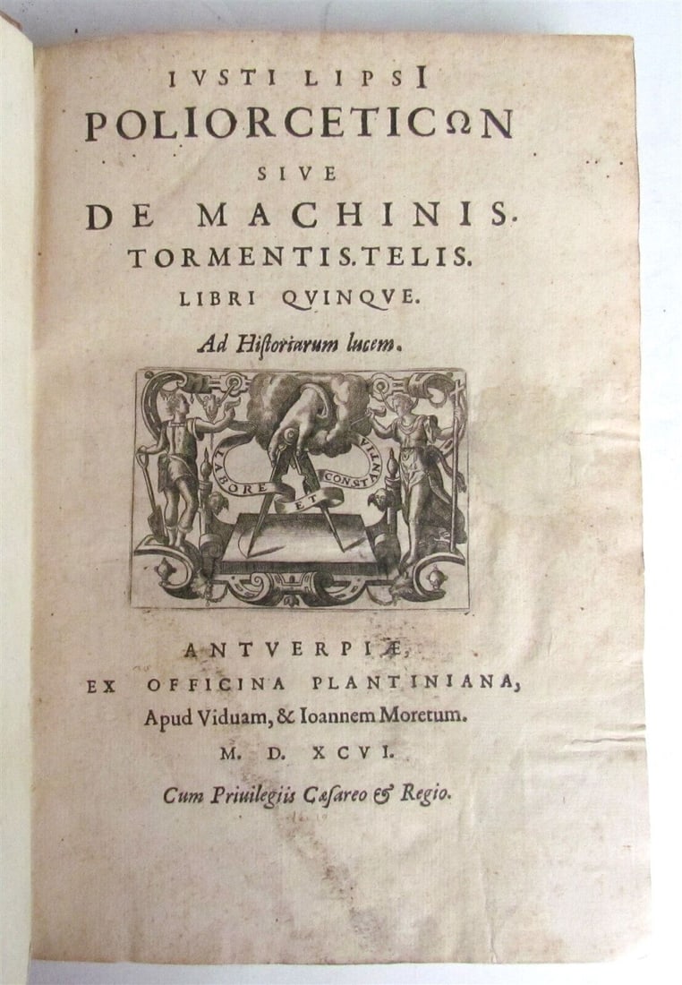 1596 WAR MACHINES ILLUSTRATED ANTIQUE Poliorceticon Siue de Machinis PLANTIN (1 of 12)