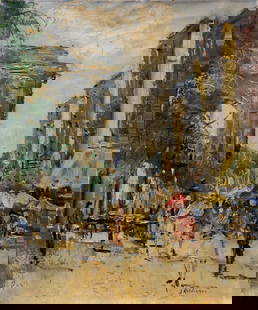 Oil painting On the streets of the city Jan Kelderman: №Verne 26 *** ABOUT THIS PAINTING *** * TITLE: "On the streets of the city" * ARTISTS: Jan Kelderman * SIZE: 50x40 cm/'19.68x15.74 inches' * MEDIUM: oil, canvas * HAND PAINTED: Original painting