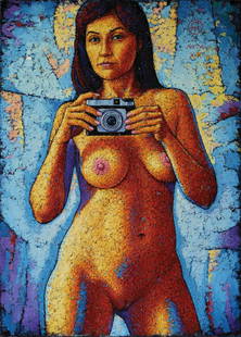 Tiagun Yaroslav - Girl with the camera: Artist/Title: Tiagun Yaroslav - Girl with the camera Date: 2020 Medium: oil on canvas Dimensions: 50 x 79 cm Reserve: $500.00 Shipping: Domestic: Flat-rate of $70.00 to anywhere within the contiguous