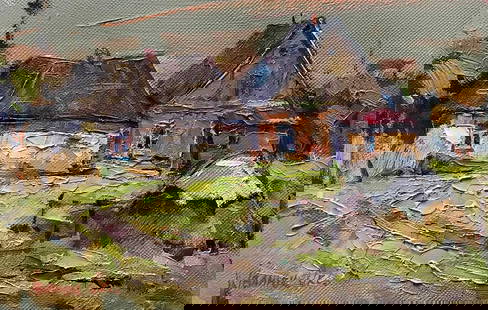 Oil painting The sun goes down Kalenyuk Oksana: №Kalen 405 *** ABOUT THIS PAINTING *** * TITLE: "The sun goes down" * ARTISTS: Kalenyuk Oksana * SIZE: 20x30 cm/'7.87x11.81 inches' * MEDIUM: oil, canvas * HAND PAINTED: Original painting from o
