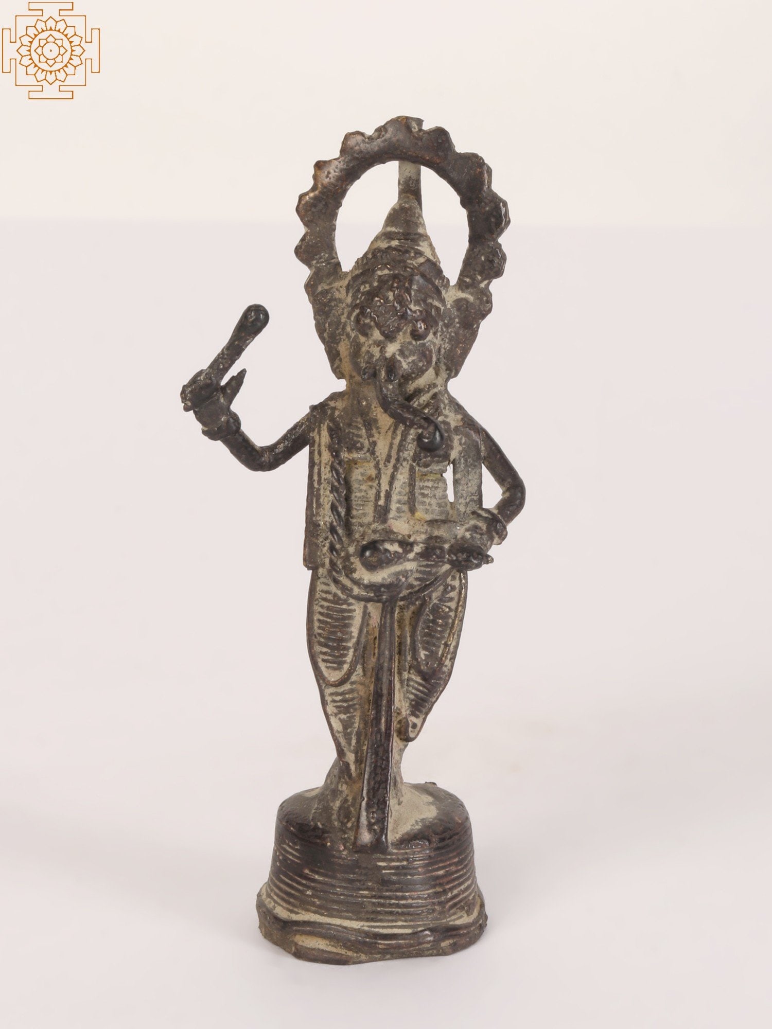 4" Small Tribal Ganesha Brass Statue Playing Drum (1 of 5)