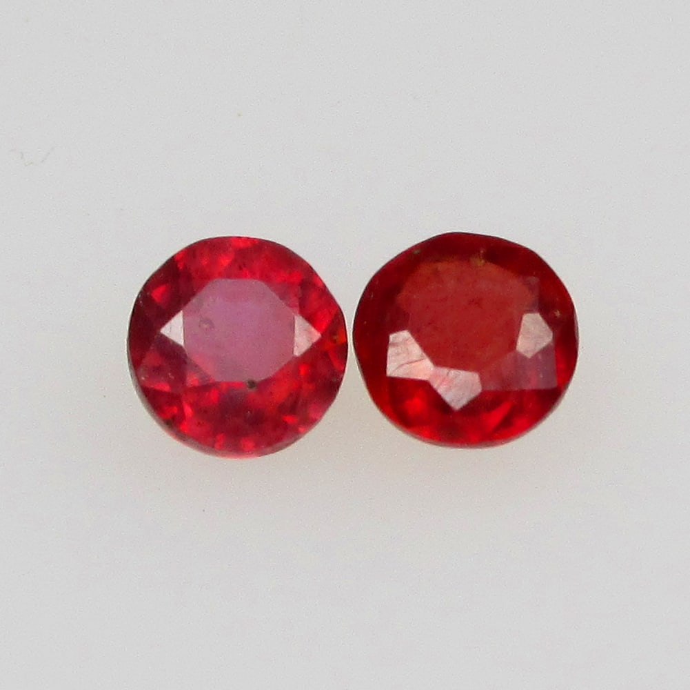 0.76 Ctw Natural Mozambique Red Ruby Round Pair (1 of 2)