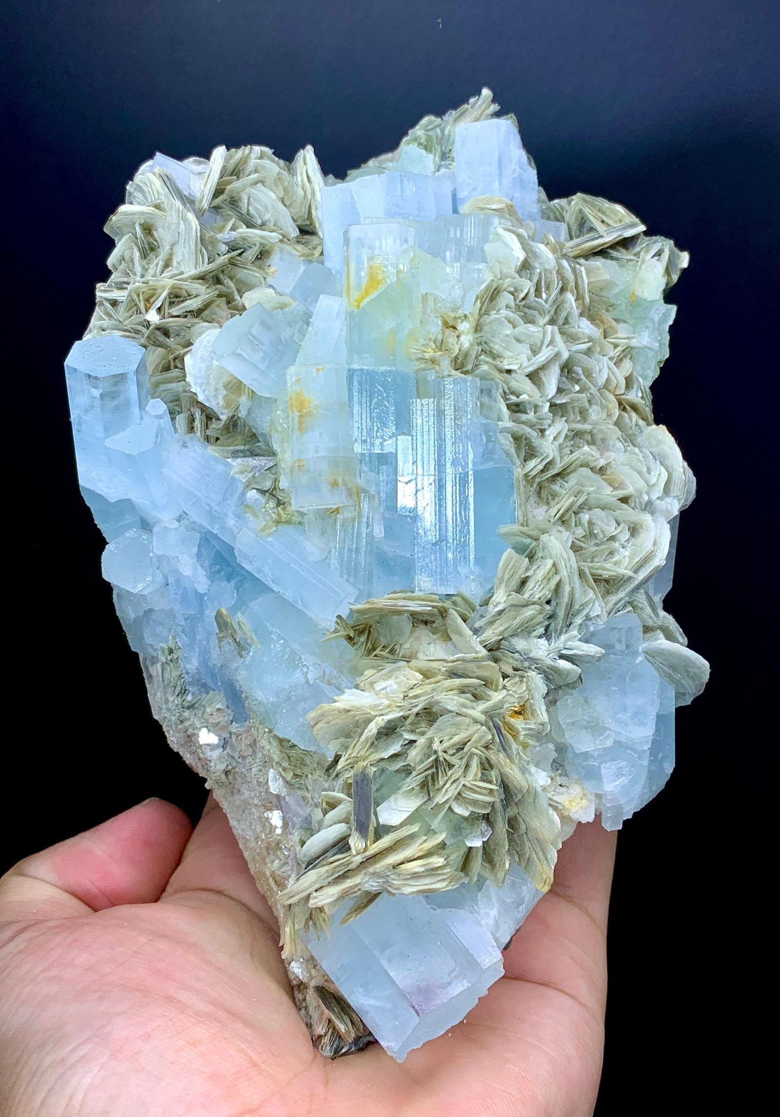 Exquisite Aquamarine Specimen, Natural Aquamarine Crystals Cluster With Muscovite Mica Mineral (1 of 10)