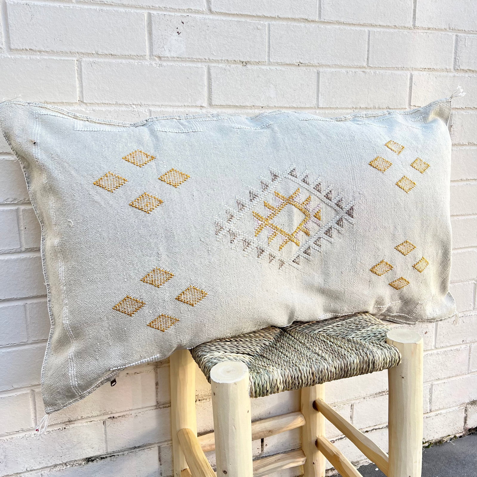 Stone With Yellow and Blue Lounger Cactus Silk Cushion (1 of 1)