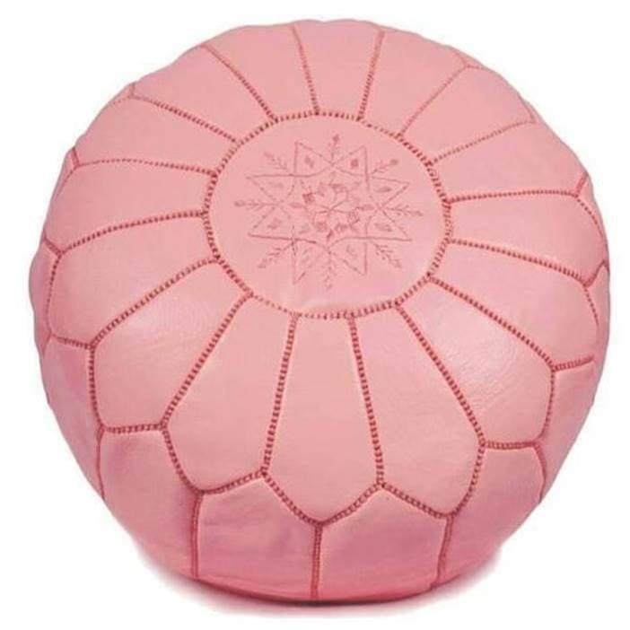 Moroccan Leather Ottoman - Pink (1 of 1)