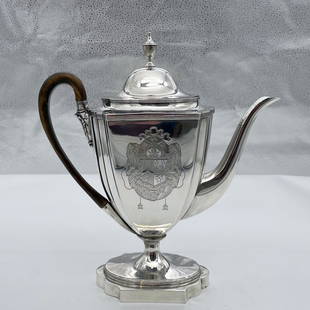 18th Century Antique George III Silver Coffee Pot London 1794 Henry Chawner: Title: 18th Century Antique George III Silver Coffee Pot London 1794 Henry ChawnerSubtitle: A delightful 18th century silver coffee pot London 1794 Henry Chawner.Descritpion:Description A truly