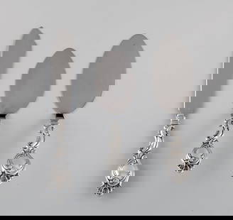 Danish silversmith. Three serving parts in silver (830). Rococo style, 1940s.: Title: Danish silversmith. Three serving parts in silver (830). Rococo style, 1940s. Description: Danish silversmith. Three serving parts in silver (830). Rococo style, 1940s. The cake knife measures: