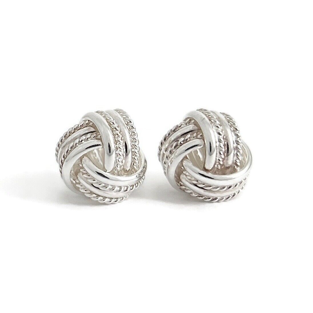 Vintage Love Knot Stud Earrings Silver, 2.89 Grams (1 of 6)