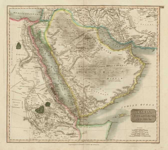 Arabia, Egypt, Abyssinia, Red Sea &c. Hajj caravan routes. THOMSON 1817 map: Title: "Arabia, Egypt, Abyssinia, Red Sea &c." Hajj caravan routes. THOMSON 1817 map Description: Arabia, Egypt, Abyssinia, Red Sea &c.' by Drawn & engraved by John & George Menzies for John Thomson's