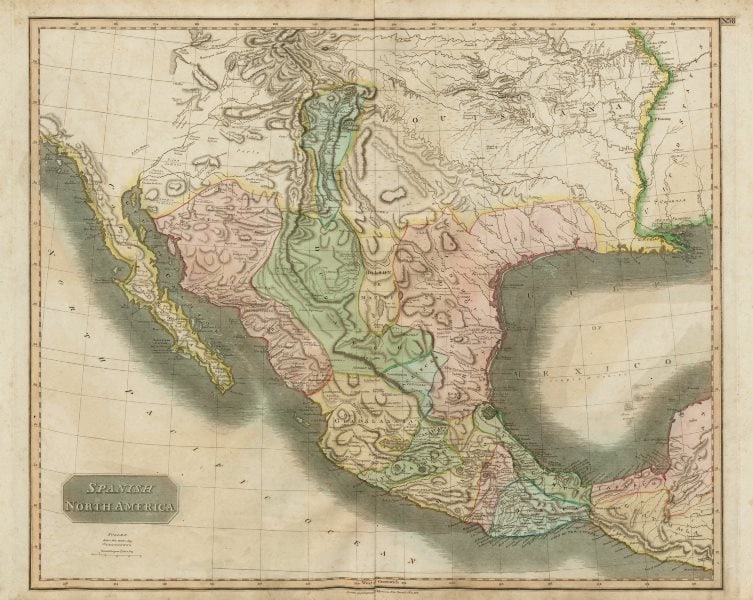 Spanish North America. THOMSON. Texas, Mexico & Southwestern USA 1817 map: Title: "Spanish North America". THOMSON. Texas, Mexico & Southwestern USA 1817 map Description: Spanish North America [northern part] by Drawn & engraved for John Thomson's "New General Atlas" (Publis