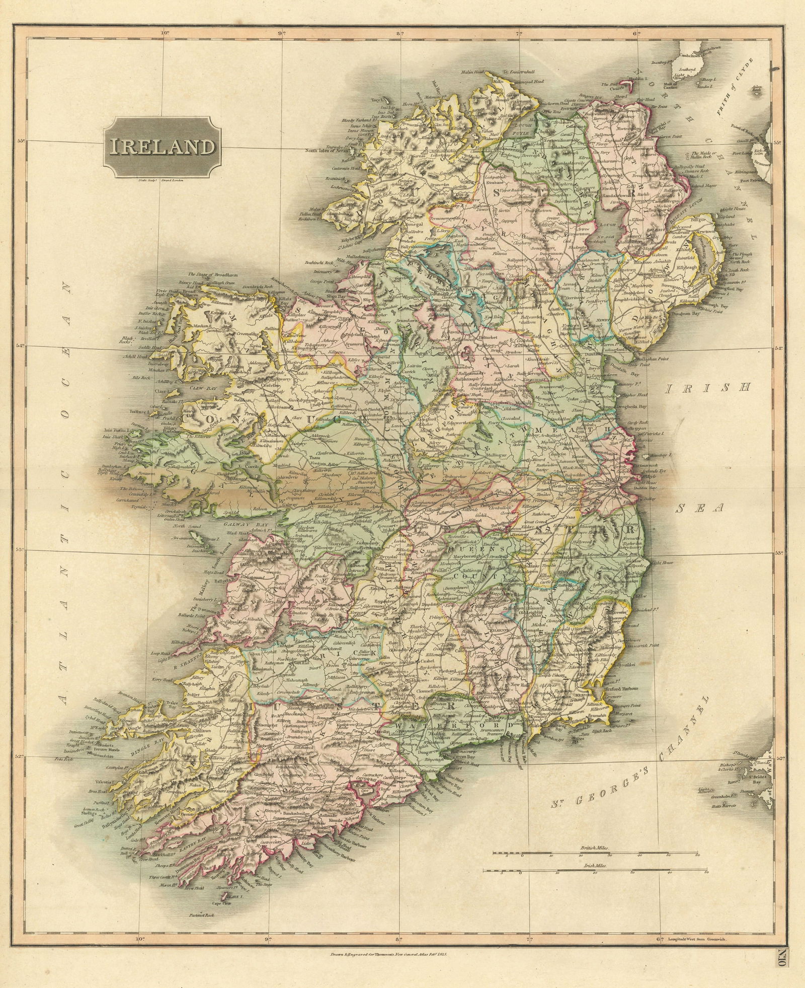 Ireland by John Thomson. Coach roads 1817 old antique vintage map plan chart: Title: "Ireland" by John Thomson. Coach roads 1817 old antique vintage map plan chart Description: Ireland' by Drawn & engraved by Samuel John Neele for John Thomson's "New General Atlas" (Published i