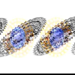Faraone Vintage Earrings 18k Gold Sapphire Diamond Italian Estate Jewelry: A gorgeous pair of sapphire and diamond earrings made of 18k gold, signed by Faraone. Designed as classic oval clip-on, these vintage gold earrings with beautiful sapphires in the center are embellish