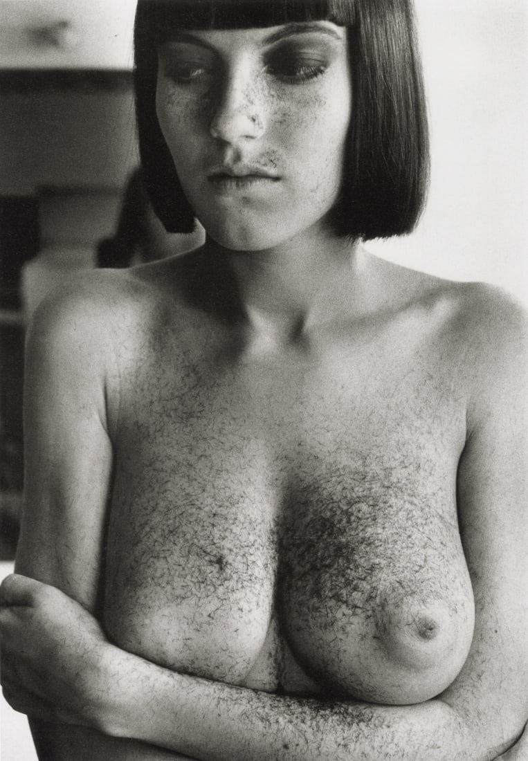 HELMUT NEWTON - Arielle After Haircut, Paris, 1982: Artist: Helmut Newton Title: Arielle After Haircut, Paris, 1982 Medium: Photo Litho, 2012, Italy Dimensions: 8.3x11.95" Description: Heat Wax Mounted on 12x16" Conservation Board Artist Bio: Helmut Ne
