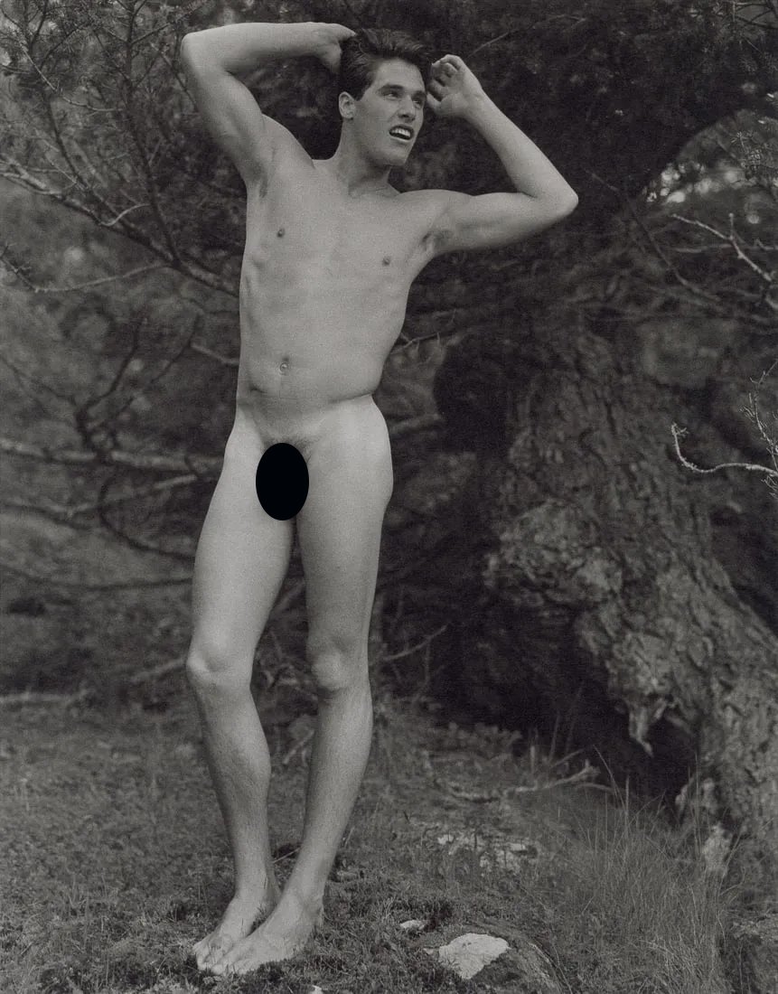 BRUCE WEBER - Rob Facing Mt. Olympus National Park: Artist: Bruce Weber Title: Rob Facing Mt. Olympus National Park, Washington, 1990 Medium: Sheet Fed Gravure, 1990, USA Dimensions: 7.35x9.35" Description: Heat Wax Mounted on 11x14" Conservation Board